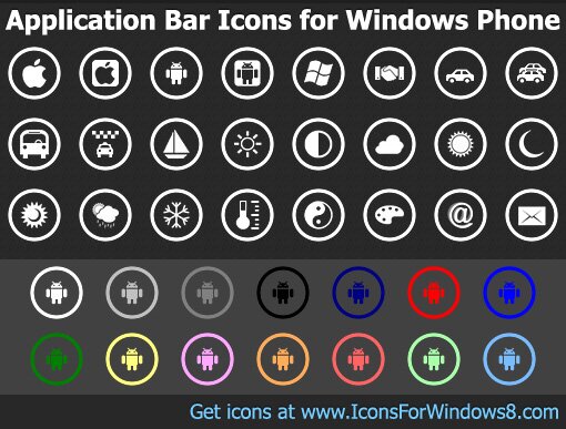application bar icons for windows phone by iconoman d4gg8e5