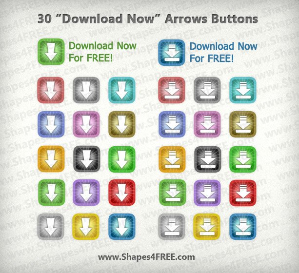 30 Download Now Buttons (PNG, PSD)