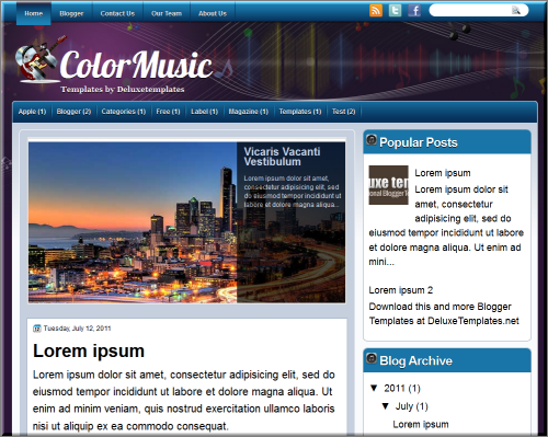Color Music blogger template