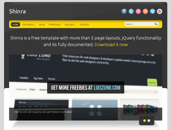 Shinra 30+ Fresh and Free HTML5 and CSS3 Templates