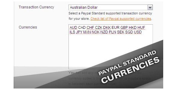 IW PayPal Standard Currencies