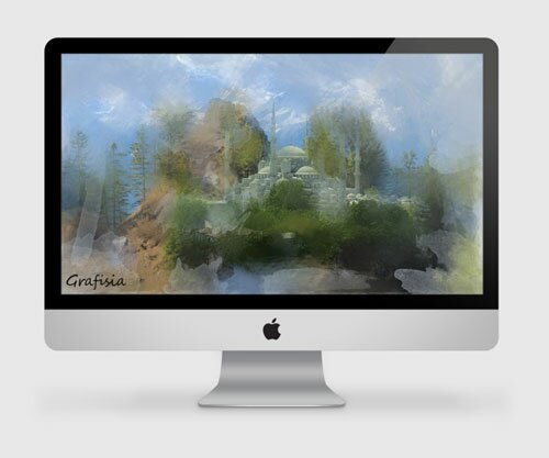 iMac 1024x640 12 Free iPhone, iPad, iMac PSD Mockup