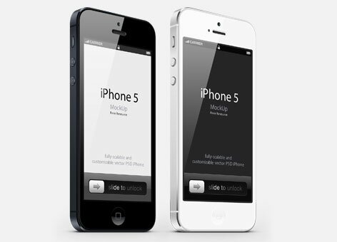 iphone 5 mobile celular mock up psd three quarters perspecti1 12 Free iPhone, iPad, iMac PSD Mockup