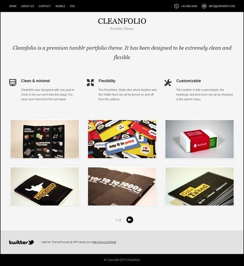 cleanfolio3 thumb 50 Simple Free & Premium Tumblr Themes