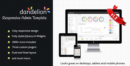 dandelion responsive admin template 15 Best HTML5 Admin Panel Templates