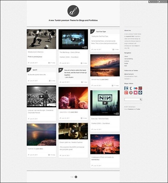 domericano thumb 50 Simple Free & Premium Tumblr Themes