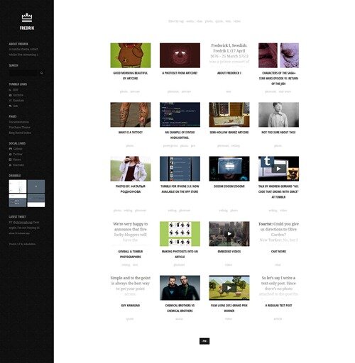 fredrik thumb 50 Simple Free & Premium Tumblr Themes