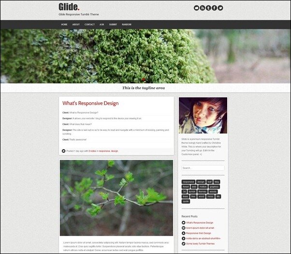 glide responsive tumblr theme thumb 50 Simple Free & Premium Tumblr Themes