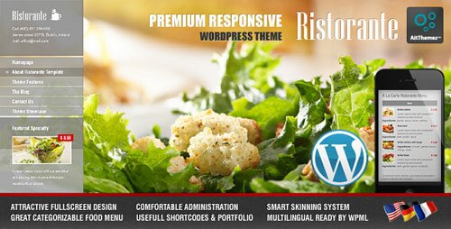 ristoranted reponsive restaurant 13 Popular Premium Restaurant Wordpress Themes