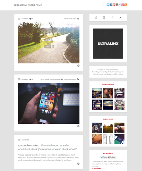 ultramnml thumb 50 Simple Free & Premium Tumblr Themes