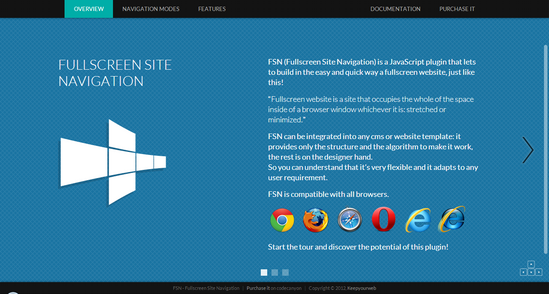 Fullscreen Site Navigation, menu plugin