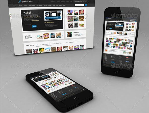 black phone 5 website app gui mockup 22 PSD Mockup For Responsive Design & App