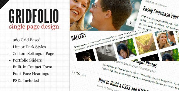 gridfolio wp 13 Beautiful Single Page Portfolio WordPress Themes