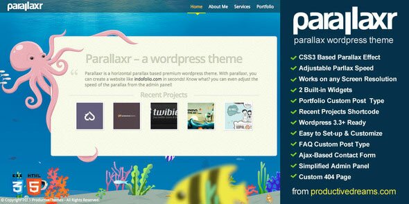 parallaxr single page 13 Beautiful Single Page Portfolio WordPress Themes