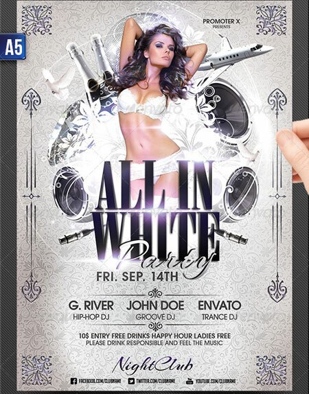 All IN WHITE 18 Free & Premium Clubs & Parties Flyer PSD Templates