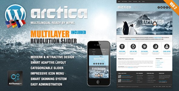 arctica responsive wp theme 15 Free & PremiumTravel WordPress Themes
