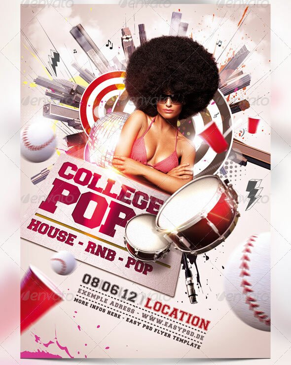 college pop flyer 18 Free & Premium Clubs & Parties Flyer PSD Templates