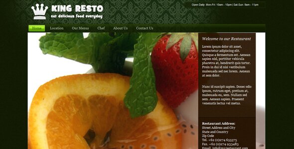 green dark restaurant 22 Free & Premium Website Templates