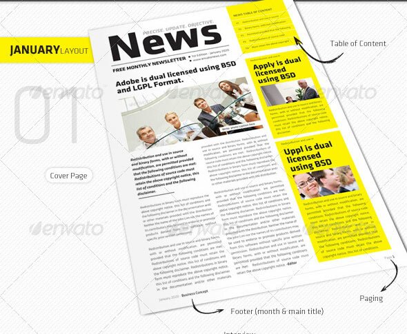 january newsletter 10 Best InDesign Newsletter Templates