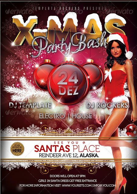 xmas happy new year 18 Free & Premium Clubs & Parties Flyer PSD Templates