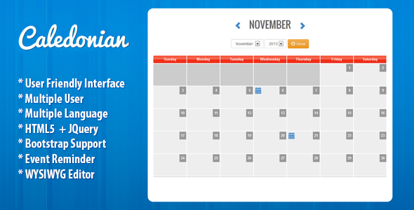 Caledonian PHP Event Calendar