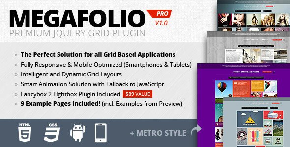 mega folio pro responsive grid 30 Useful jQuery Metro UI Plugins