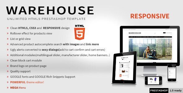 warehouse responsive html5 prestashop theme