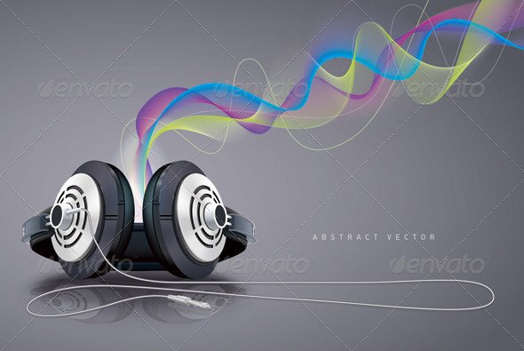 Headphones-and-sound-waves