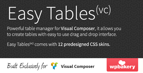 Easy Tables Table Manager for Visual Composer