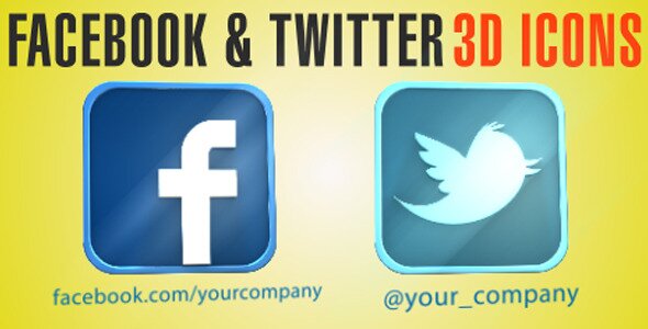 Facebook Twitter 3D Icons