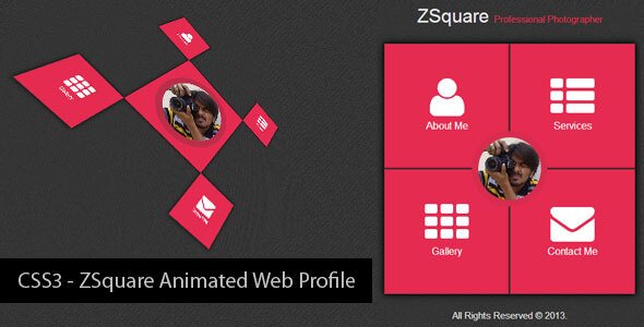 CSS3 ZSquare Animated Web Profile