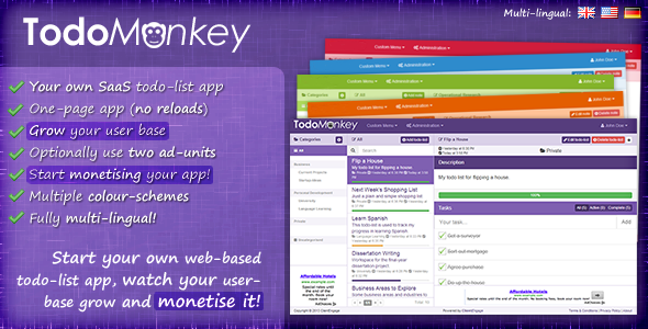 TodoMonkey PHP SaaS Todo-List App With Ad Areas