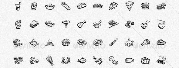 150-Hand-drawn-Food-and-Drinks-Icons