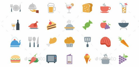 250-Colored-Food-Vector-Icons