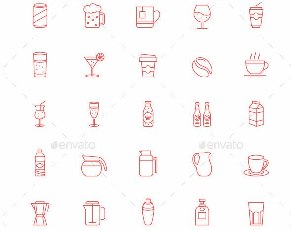 90-Thin-Line-Stroke-Food-and-Beverage-Icons