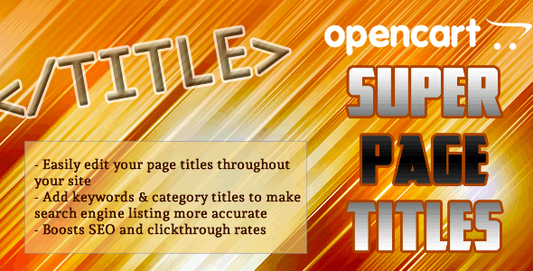 OpenCart SEO Super Page Titles