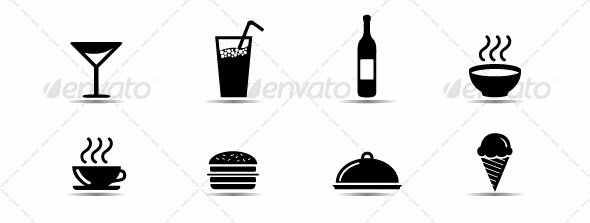 Set-simple-black-and-white-food-icons