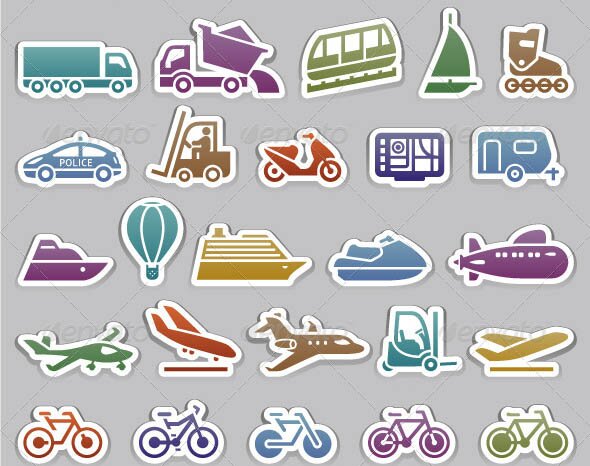 104 Transport icons set