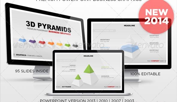 3D Pyramids Powerpoint Business Graphics