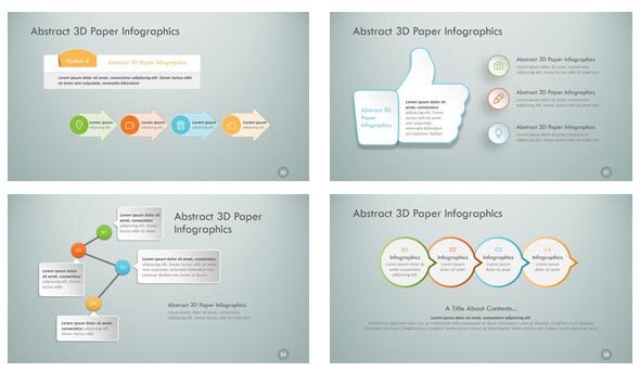 Abstract 3D paper Infographic Powerpoint