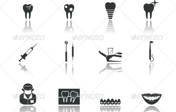 Black Dental Icons set