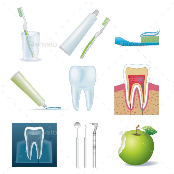 Color Dental Icon Set