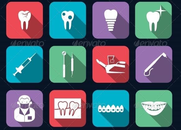 Dental Icons Flat