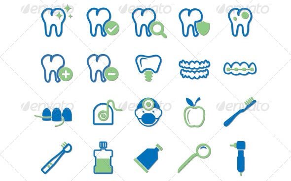 Fresh Dental Icons Set