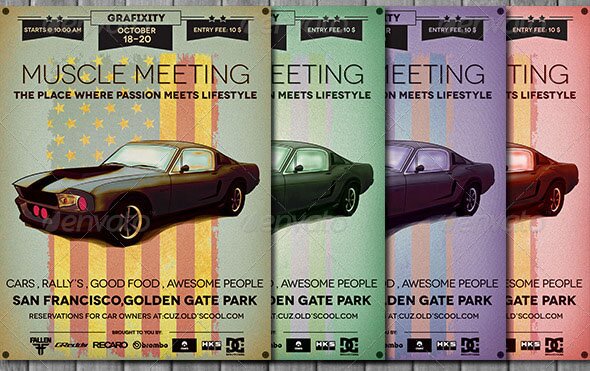 Retro Car Meeting Poster Flyer I