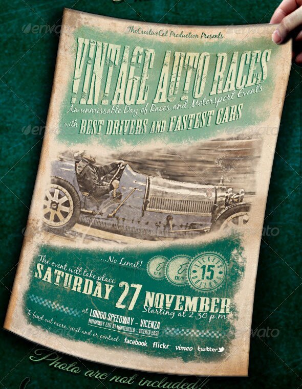 Vintage Car Flyer Poster Bundle