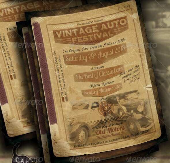 Vintage Car Flyer Poster Vol 1