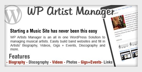 WordPress Artist Band Manager