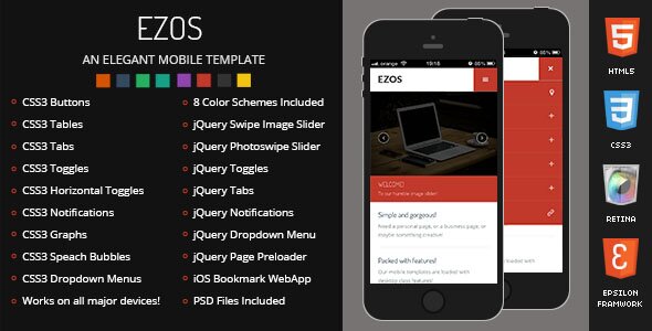 Ezos Mobile Retina HTML5 CSS3 And iWebApp
