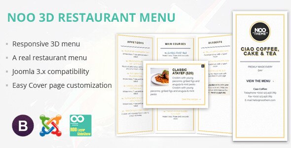 Noo 3D Responsive Restaurant Menu
